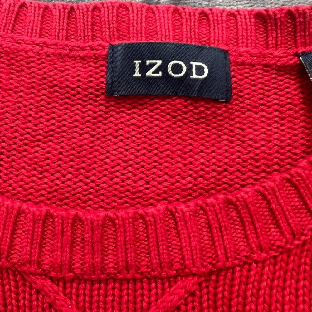 IZOD Mens‎ Red Diamond Textured Knit Crewneck Cotton Pullover Sweater XXL